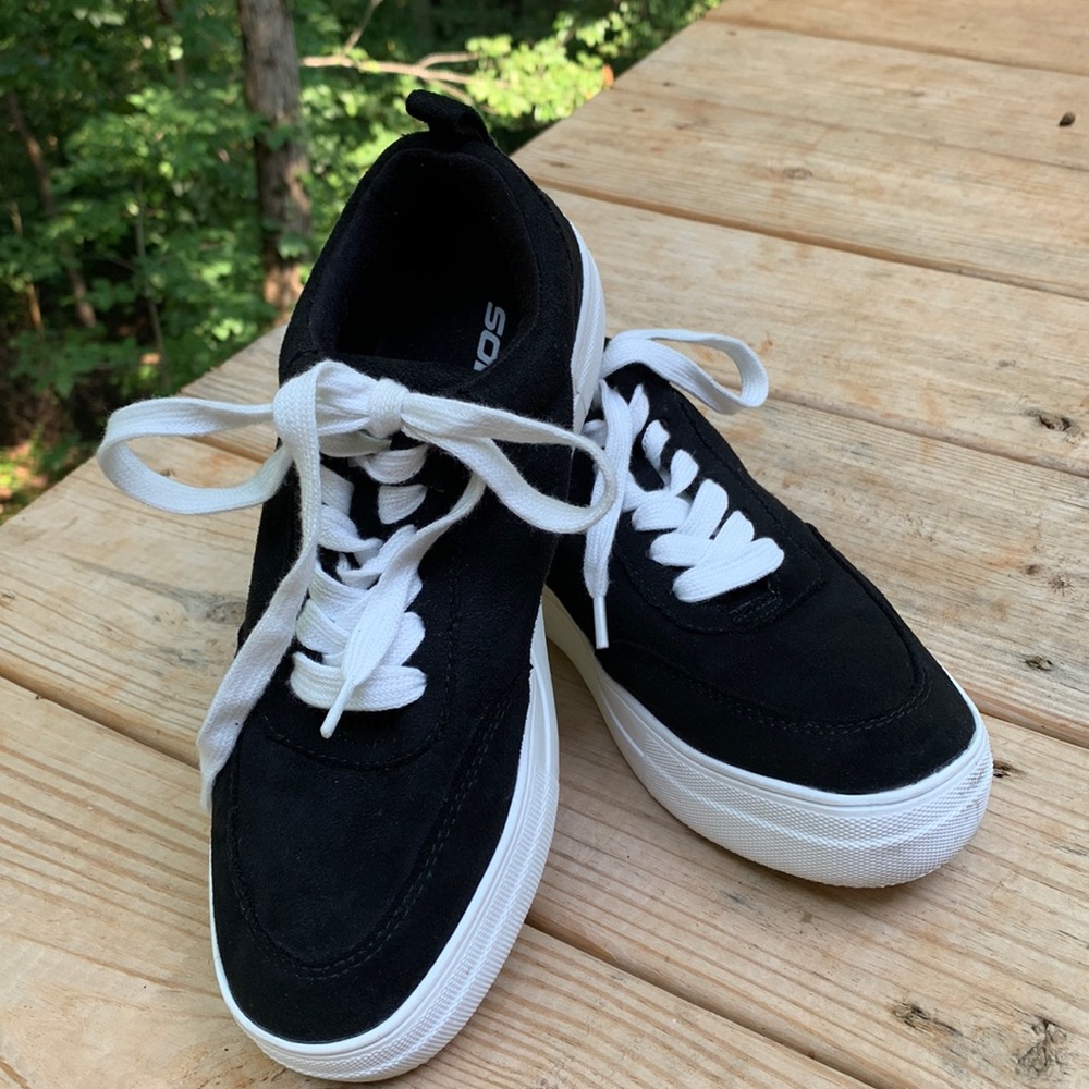 Soda Women's Black Sneakers with White Accents